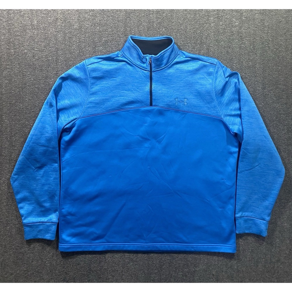 Under Armour Quarter Zip Pullover Mens Teal ColdGear Space Dye Fleece Size XL